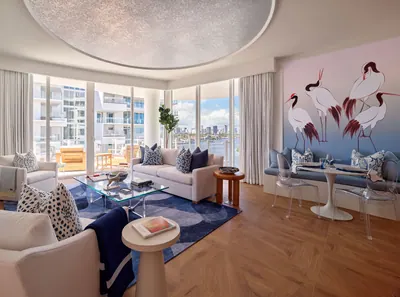 Azul residence living room with floor-to-ceiling windows
